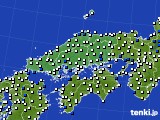 2022年03月27日の中国地方のアメダス(風向・風速)
