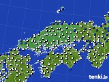 2022年03月28日の中国地方のアメダス(風向・風速)