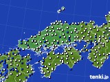 中国地方のアメダス実況(風向・風速)(2022年06月23日)