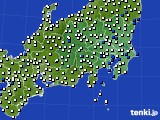 関東・甲信地方のアメダス実況(風向・風速)(2022年07月10日)