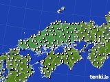 2022年07月18日の中国地方のアメダス(風向・風速)