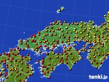 中国地方のアメダス実況(気温)(2022年07月21日)
