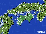 2022年08月08日の四国地方のアメダス(風向・風速)