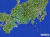 2022年08月18日の東海地方のアメダス(風向・風速)