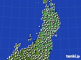 2022年10月02日の東北地方のアメダス(風向・風速)