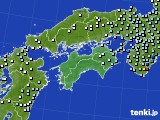 四国地方のアメダス実況(降水量)(2022年10月09日)