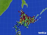 2022年10月09日の北海道地方のアメダス(日照時間)