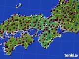 2022年10月14日の近畿地方のアメダス(日照時間)