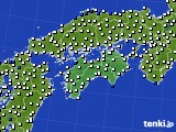 2022年10月14日の四国地方のアメダス(風向・風速)