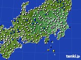 関東・甲信地方のアメダス実況(風向・風速)(2022年10月19日)
