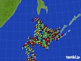 北海道地方のアメダス実況(日照時間)(2022年10月20日)