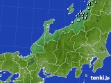 北陸地方のアメダス実況(降水量)(2022年10月22日)