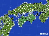 2022年12月16日の四国地方のアメダス(風向・風速)
