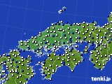 2023年01月04日の中国地方のアメダス(風向・風速)