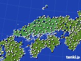 2023年01月13日の中国地方のアメダス(風向・風速)