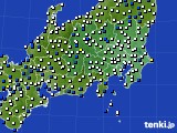 関東・甲信地方のアメダス実況(風向・風速)(2023年01月16日)