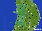 秋田県のアメダス実況(風向・風速)(2023年01月24日)