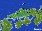 中国地方のアメダス実況(積雪深)(2023年01月25日)