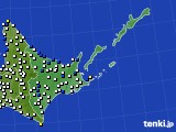 2023年01月29日の道東のアメダス(風向・風速)