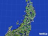 東北地方のアメダス実況(風向・風速)(2023年02月14日)