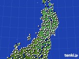 2023年03月09日の東北地方のアメダス(風向・風速)