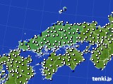 2023年03月25日の中国地方のアメダス(風向・風速)