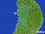 秋田県のアメダス実況(風向・風速)(2023年04月14日)