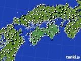 四国地方のアメダス実況(風向・風速)(2023年06月21日)