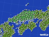 2023年07月03日の中国地方のアメダス(風向・風速)