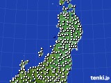 東北地方のアメダス実況(風向・風速)(2023年07月14日)
