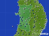 秋田県のアメダス実況(風向・風速)(2023年08月10日)