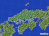 中国地方のアメダス実況(風向・風速)(2023年09月21日)
