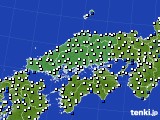 中国地方のアメダス実況(風向・風速)(2023年10月08日)
