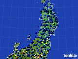 2023年10月10日の東北地方のアメダス(日照時間)
