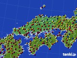 2023年10月10日の中国地方のアメダス(日照時間)