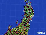 2023年10月13日の東北地方のアメダス(日照時間)