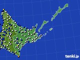 道東のアメダス実況(風向・風速)(2023年10月16日)