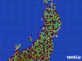 2023年10月26日の東北地方のアメダス(日照時間)