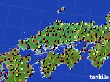 2023年10月28日の中国地方のアメダス(日照時間)