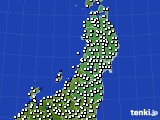 東北地方のアメダス実況(風向・風速)(2023年10月28日)
