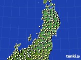 2023年10月29日の東北地方のアメダス(気温)