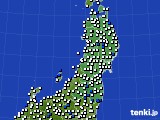 2023年10月29日の東北地方のアメダス(風向・風速)