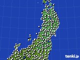 2023年11月10日の東北地方のアメダス(風向・風速)