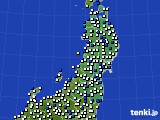 2023年11月11日の東北地方のアメダス(風向・風速)