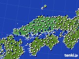 2023年11月19日の中国地方のアメダス(風向・風速)