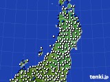 2023年11月23日の東北地方のアメダス(風向・風速)