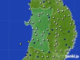 秋田県のアメダス実況(風向・風速)(2023年12月13日)
