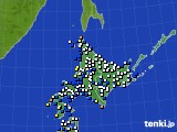 北海道地方のアメダス実況(風向・風速)(2023年12月18日)