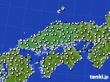 2023年12月23日の中国地方のアメダス(風向・風速)