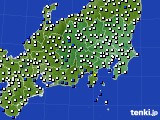 関東・甲信地方のアメダス実況(風向・風速)(2023年12月25日)